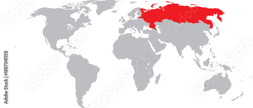 Russia Highlighted on World Map Vector Design.