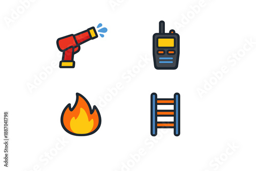 Fire fighting tools and equipment used by responders during emergencies in various locations across cities and towns