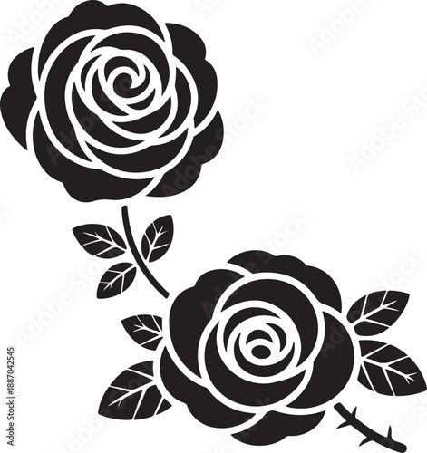 rose clipart black and white floral pattern for print