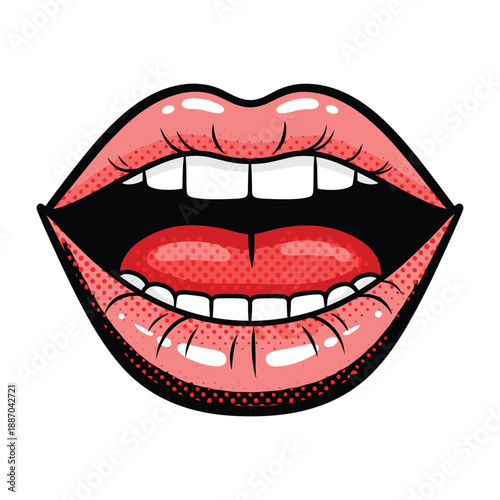Cartoon lips with tongue out and white teeth
