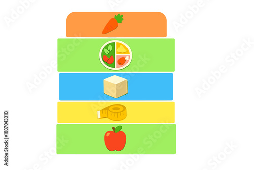 Learning about food and nutrition with colorful blocks in a classroom setting during a morning activity for young children