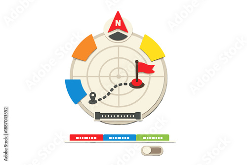 Game interface shows a navigation screen with a compass and flags, used for guiding players during a quest, likely set in an online platform focused on fun interactions