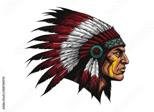 native american warrior, indigenous warrior profile, tribal warrior portrait, traditional feather headdress, warrior side profile, indigenous heritage figure, native tribal leader, warrior face profil