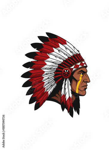 native american warrior, indigenous warrior profile, tribal warrior portrait, traditional feather headdress, warrior side profile, indigenous heritage figure, native tribal leader, warrior face profil