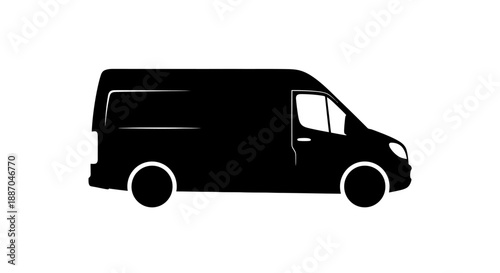 Silhouette of a van viewed from the side on a plain background