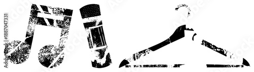 Grunge Styled Music Note and Guitar Pick with Hanger Set