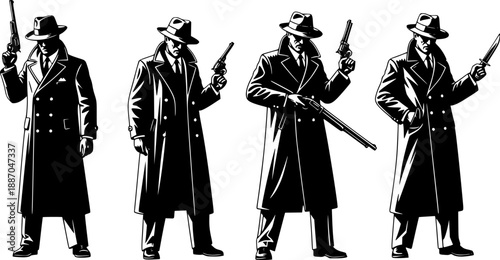 silhouettes of gangster vector