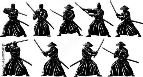 set of samurai warriors