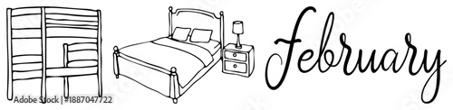February Bedroom Scene with Bunk Bed and Nightstand