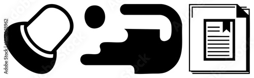 Minimalist Black and White Set Featuring Phone, Coffee Cup, and Document