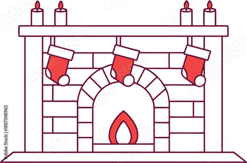 Cozy Fireplace Winter Home Interior Scene. Warm Fireplace Living Room Comfort Concept. Fireplace Home Heating and Relaxation Theme. Traditional Fireplace Cozy Winter Atmosphere. Modern Fireplace Inter