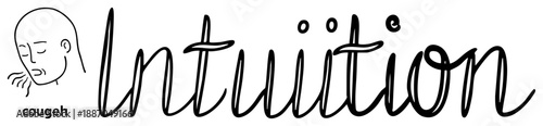 Hand Drawn Word Art Featuring "Intuition" with Meditative Face