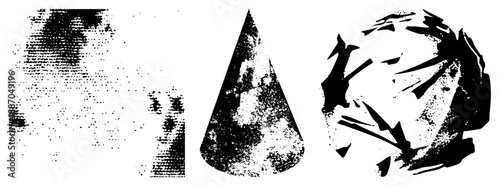 Abstract Geometric Shapes Rendered in Halftone Dot