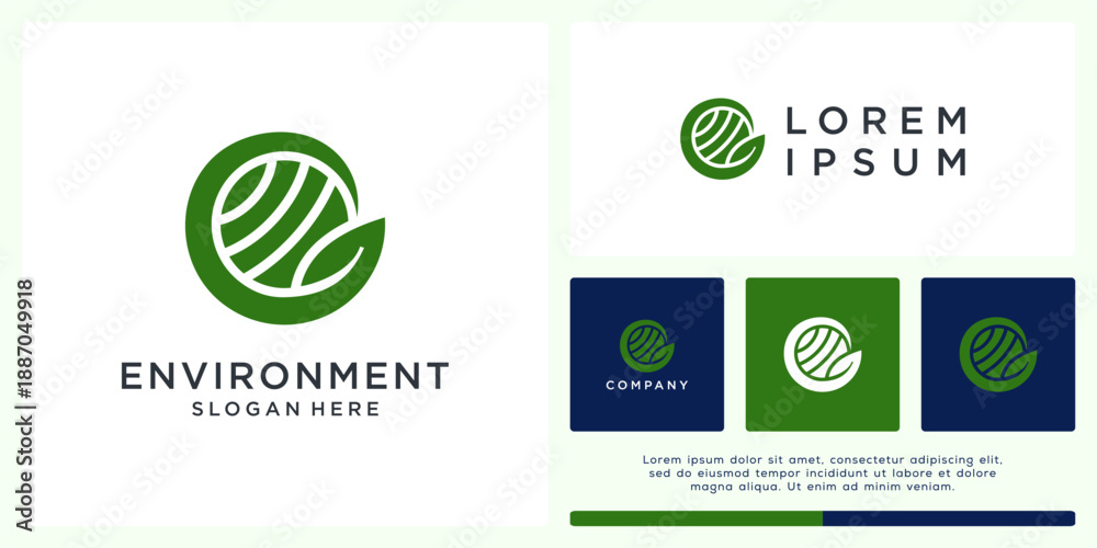 Fototapeta premium Environment logo design abstract leaf earth.