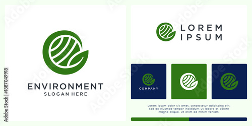 Environment logo design abstract leaf earth.