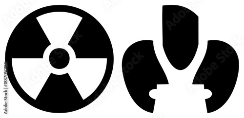 Radiation Hazard Symbol and Puzzle Piece Fragments Isolated on Transparent Background