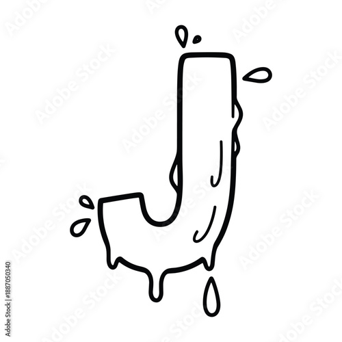 Melting letter j illustration on white background