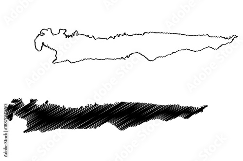 Mangole island (Republic of Indonesia, Maluku Islands) map vector illustration, scribble sketch Mangoli map