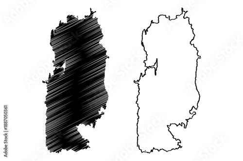 Middle Andaman island (Republic of India, Indian union territory of Andaman and Nicobar Islands) map vector illustration, scribble sketch Middle Andaman map