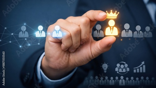 Wallpaper Mural Hand selecting a leader among digital figures in a business context. Torontodigital.ca