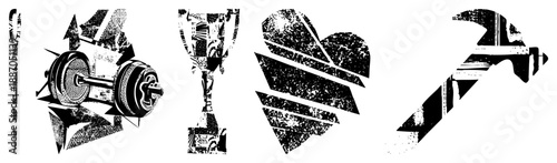 Abstract Fitness & Achievement in Halftone Vector Style