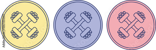 Crossed dumbbells fitness icon set in pastel circle style for gym workout training and healthy lifestyle design