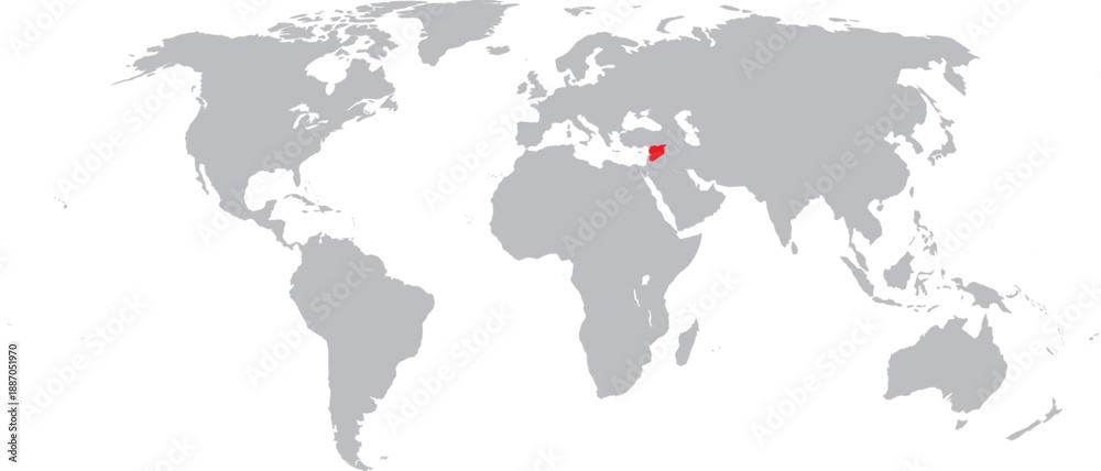 Fototapeta premium Syria Highlighted on World Map Vector Design.