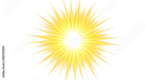 Yellow Sunburst on White Background