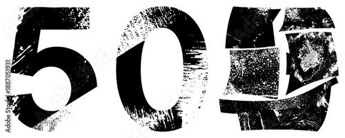 Bold Grunge Styled Number 505 with Distressed Textures and Fragmented Design