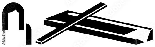 Abstract Geometric Shapes in Isometric Perspective with U Shaped Element