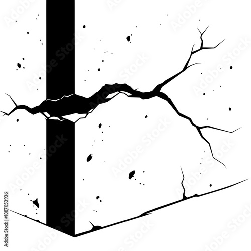 Cracked wall with splatter