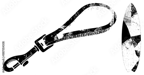 Black and White Textured Dog Leash with Metal Clip and Collapsible Handle