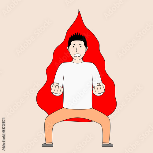 man clenching his fists very excitedly. energetic man