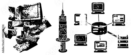 Digital Data Breach and Cybersecurity Threats Illustrated