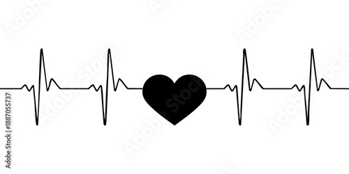 Heart Beat Pulse Line with Heart Shape
