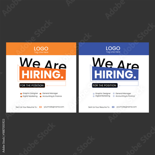 Clean and simple employee hiring social media post banner template