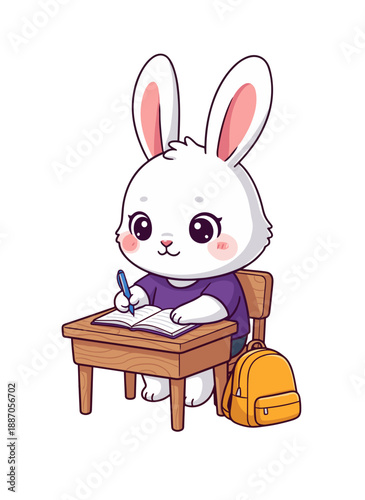 cartoon rabbit, bunny character, rabbit with backpack, school bunny, running rabbit, happy bunny, white rabbit, child animal character, playful bunny, smiling rabbit, animal mascot, bunny walking, rab
