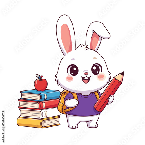 cartoon rabbit, bunny character, rabbit with backpack, school bunny, running rabbit, happy bunny, white rabbit, child animal character, playful bunny, smiling rabbit, animal mascot, bunny walking, rab