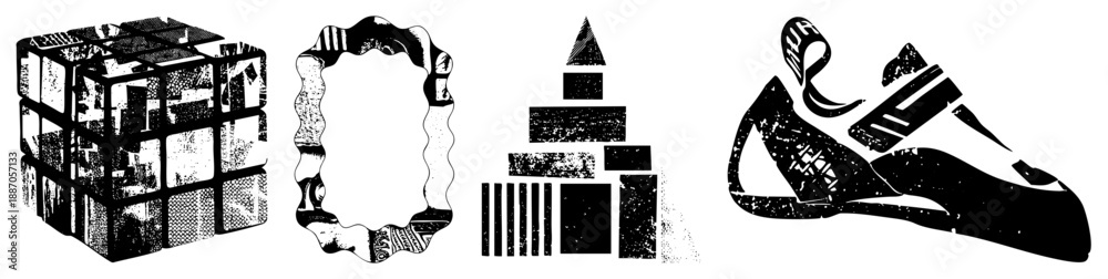 Fototapeta premium Abstract Geometric Shapes in Halftone Vector Art