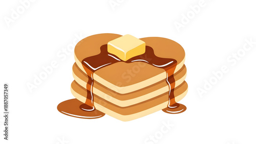 Delicious stack of pancakes with syrup and butter on top