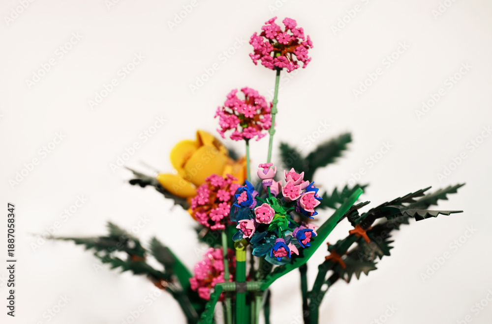 Fototapeta premium Warsaw, August 6, 2024. A bouquet made of Lego. 