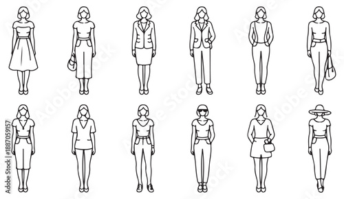 Modern clothing garment outline illustrations for branding