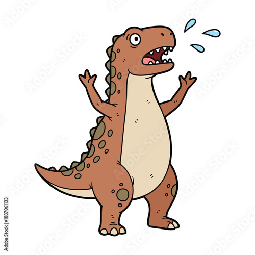 Cartoon dinosaur character with shocked expression