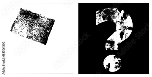 Grungy Question Mark and Speckled Rectangle Vector