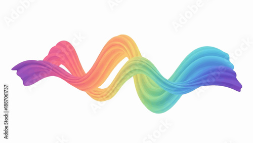 A colorful, flowing, abstract ribbon shape with a textured, painted appearance