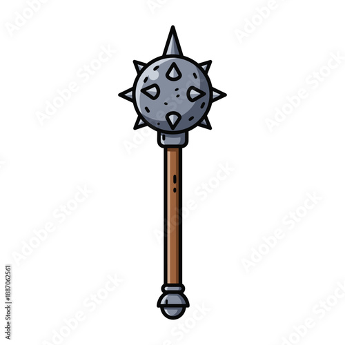 Medieval mace weapon with spikes and handle