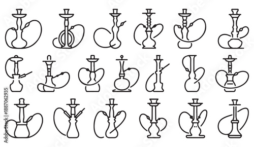 Hookah café nightlife icons bundle for branding