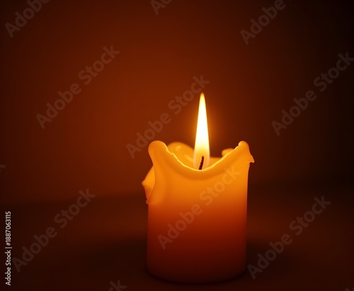 Macro Close Up of Candle Flame Glowing in Darkness