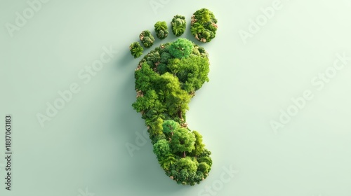 Green Footprint Made of Lush Trees and Plants for Eco-Friendliness