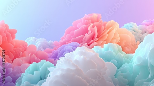 Soft Pastel Clouds in Dreamy Pink and Blue Gradient Background